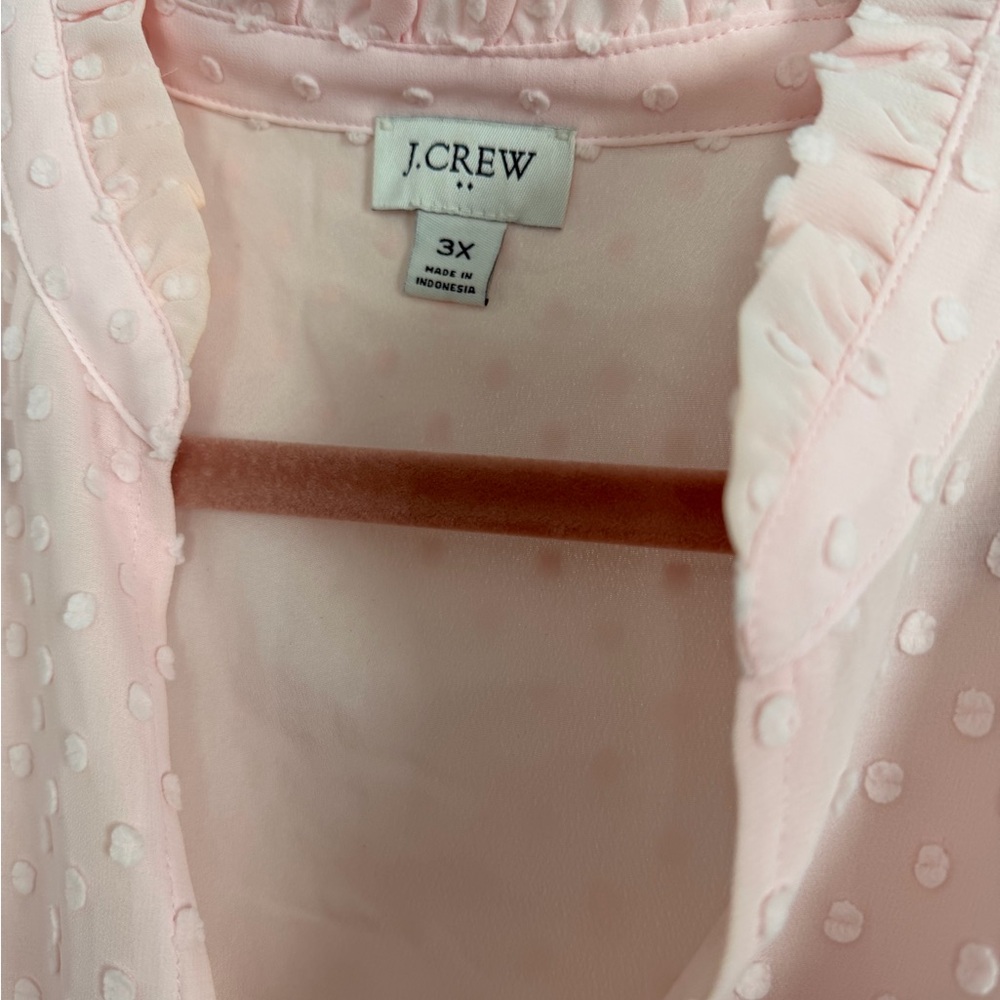 J. Crew Light Pink Swiss Dot Blouse - Picture 2 of 2